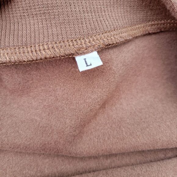 Women's Brown Long Sleeve Dropped Shoulder Crewneck Pullover Sweatshirt Size L - Picture 12 of 13